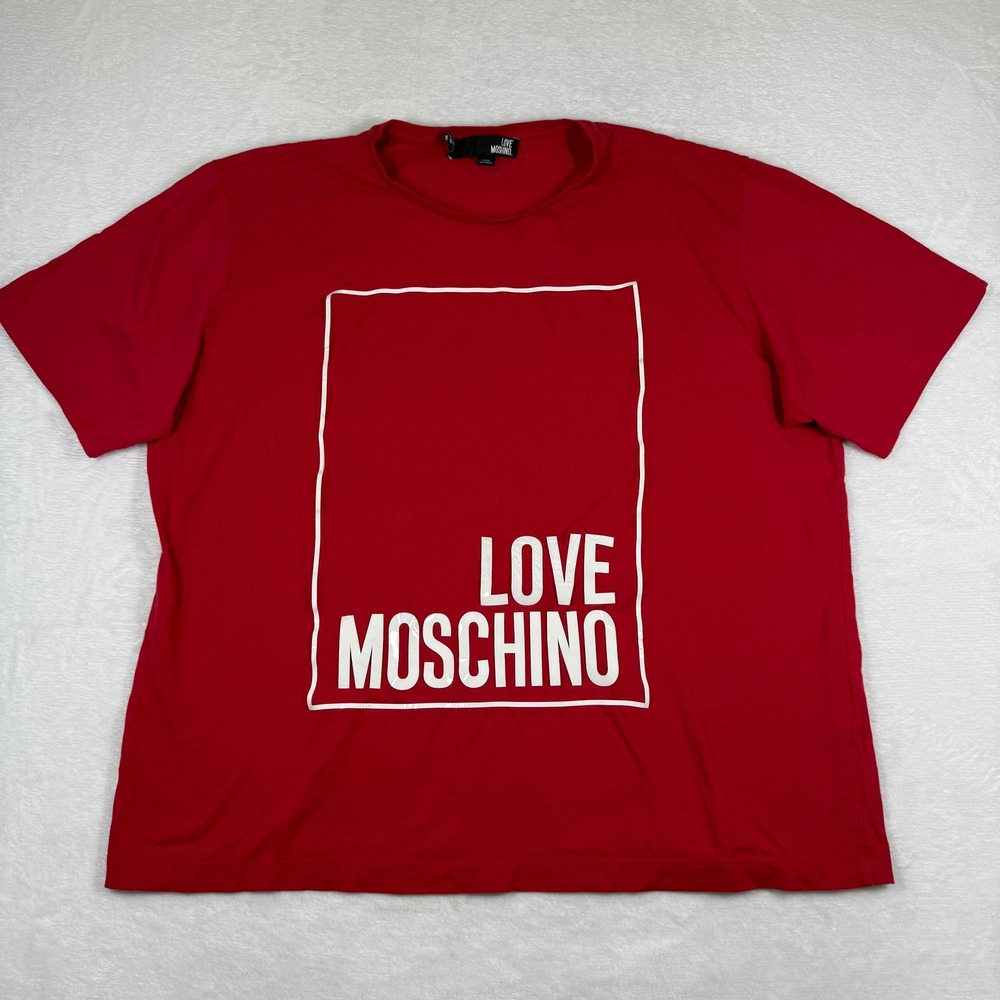 Love Moschino Graphic Logo Box T-Shirt Red Short Sleeve W4F8728M4083 Size 8